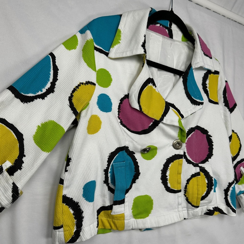 John Paul Richard Cropped Mod Polka Dot Jacket PM Statement Blazer Bold Abstract